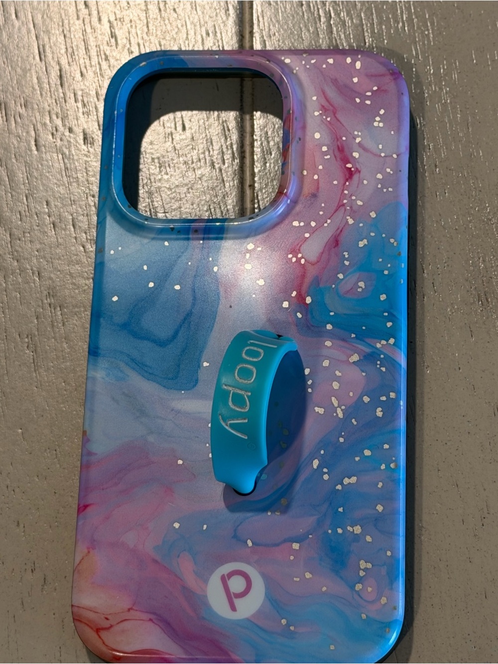 Loopy Case Blue & Pink Swirl Phone Case with Blue Loop